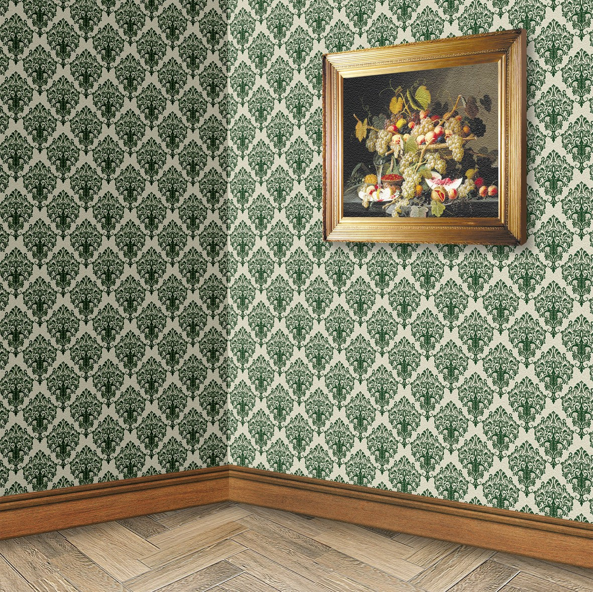 124. Victorian Green Rococo Wallpaper