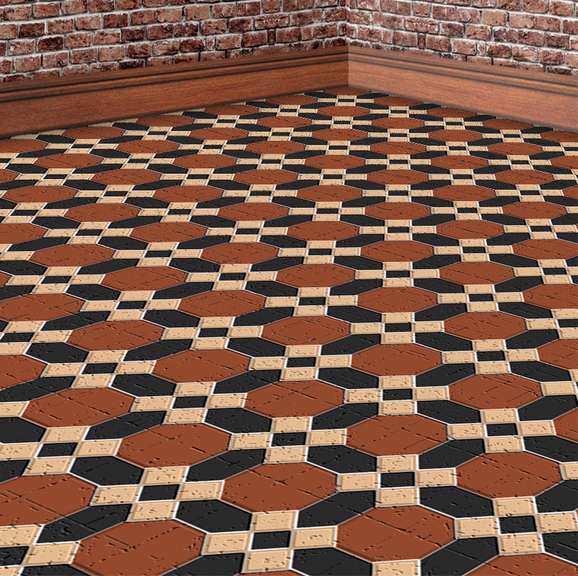 49. Victorian Brown & Black Floor Tiles