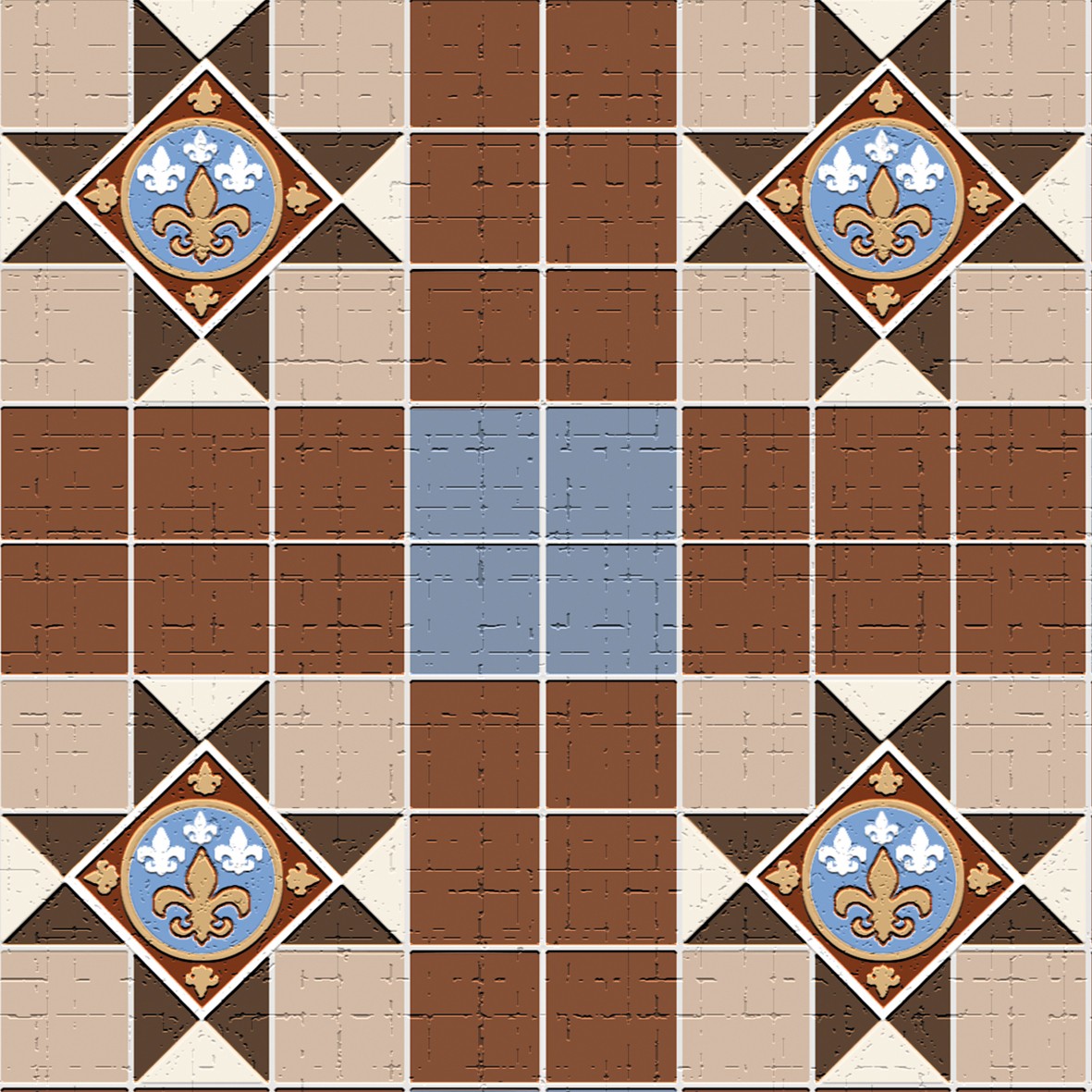 48. Victorian Brown & Blue Floor Tiles