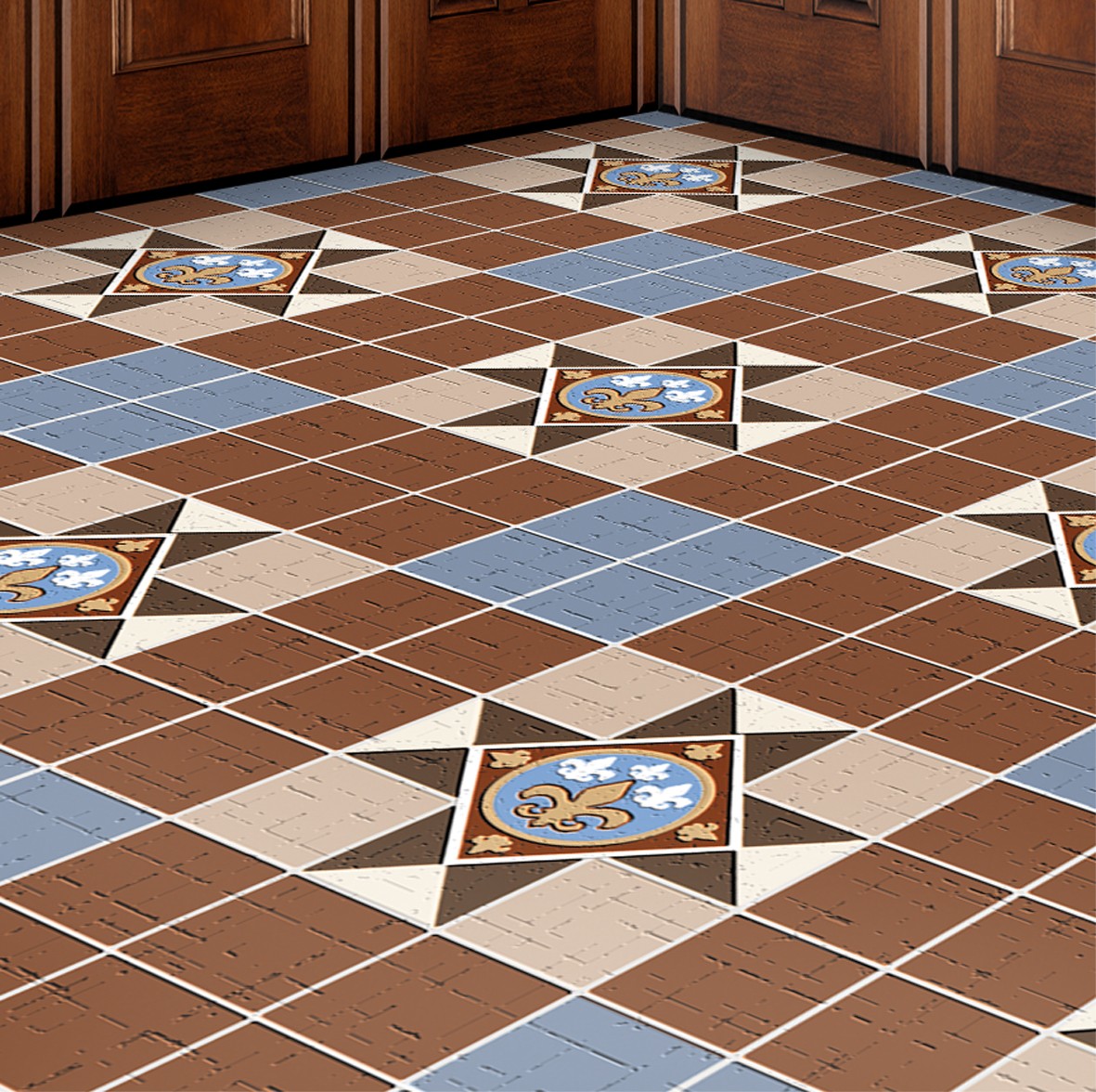 48. Victorian Brown & Blue Floor Tiles