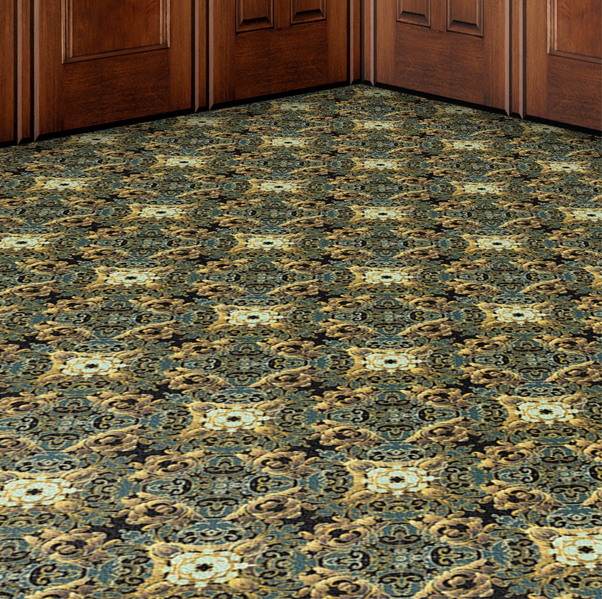 162. Antique Carpet Gold Black