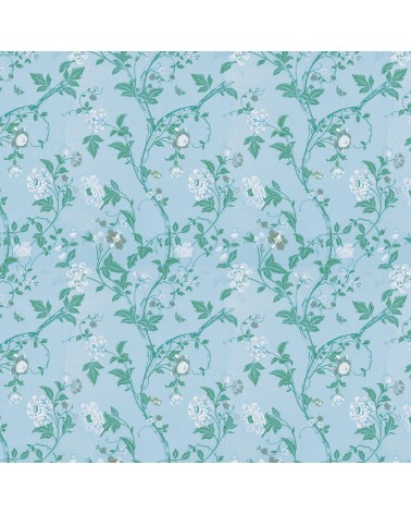19. White Floral on Blue Wallpaper