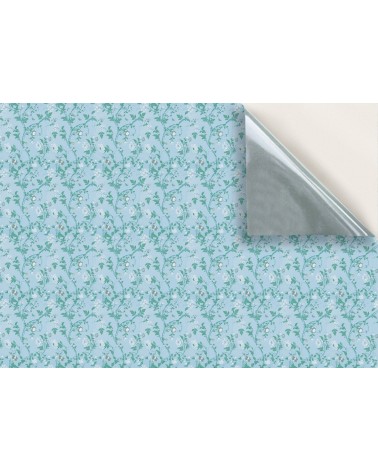 19. White Floral on Blue Wallpaper