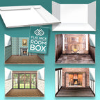 Professional 1:12 scale miniature room box system showing versatile flat-pack diorama displays for any dollhouse style