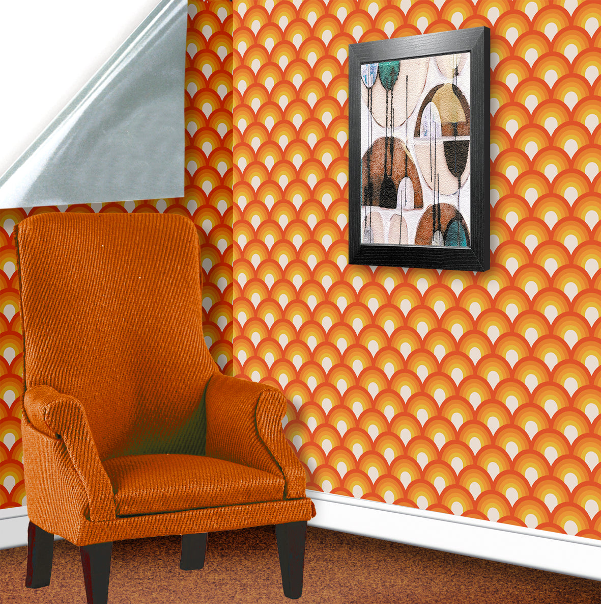 103. Vintage Orange Wallpaper