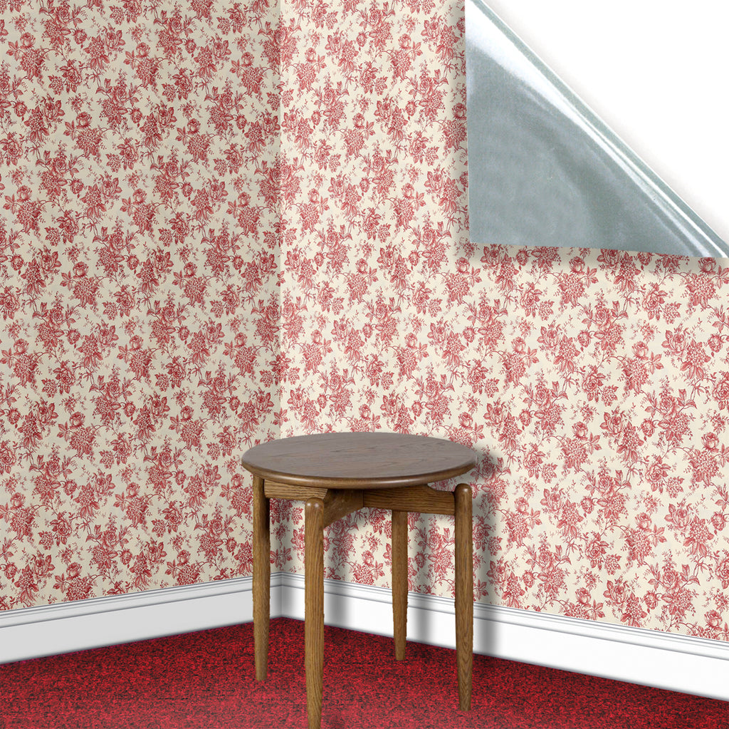 117. Red Toile De Jouy Wallpaper