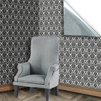 123. Victorian Flock Black Wallpaper