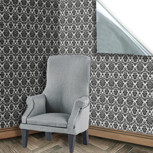 123. Victorian Flock Black Wallpaper