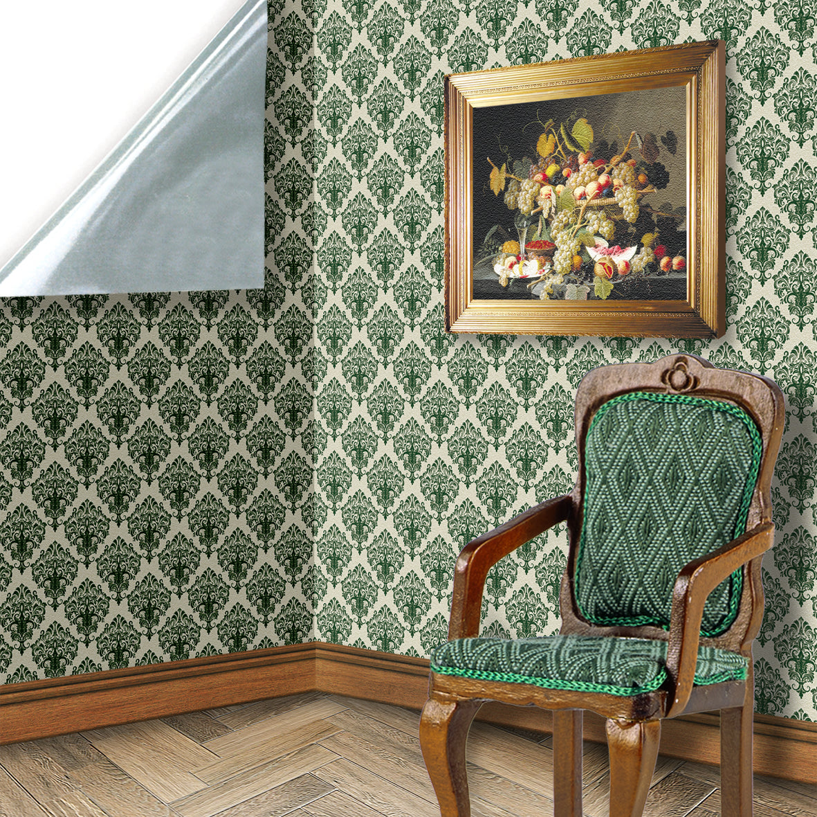 124. Victorian Green Rococo Wallpaper