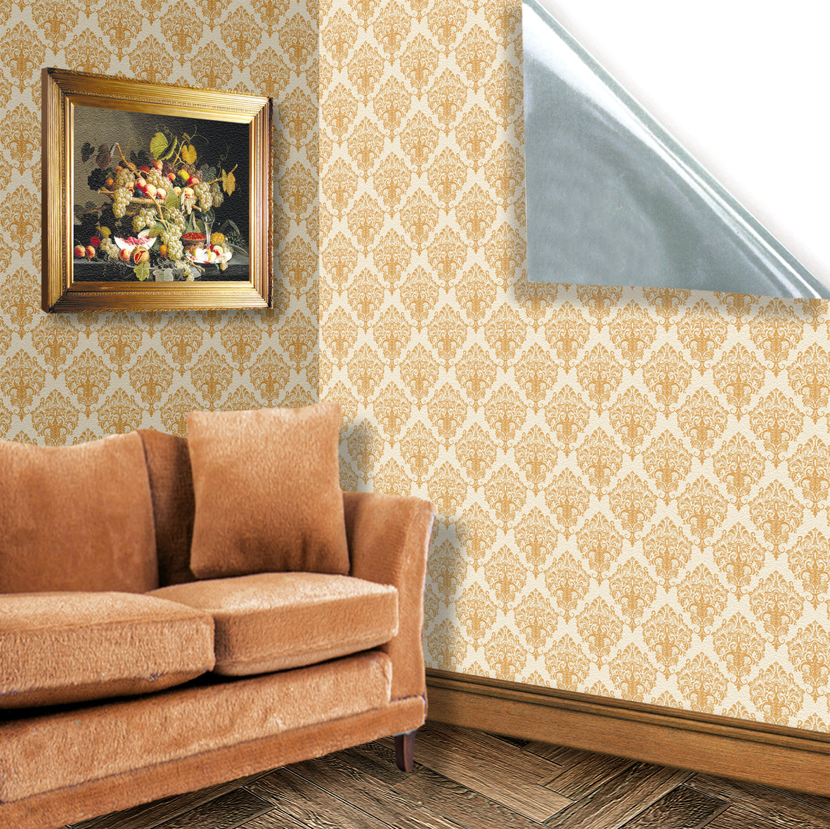 126. Victorian Beige Rococo Wallpaper