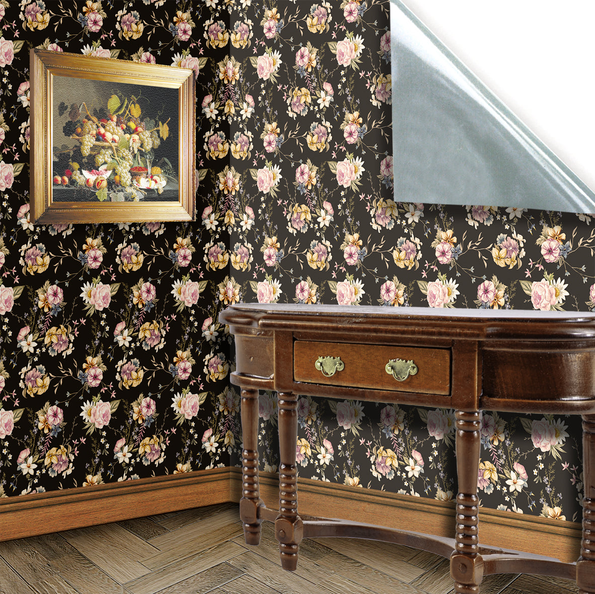 128. Victorian Floral Pink Brown Wallpaper