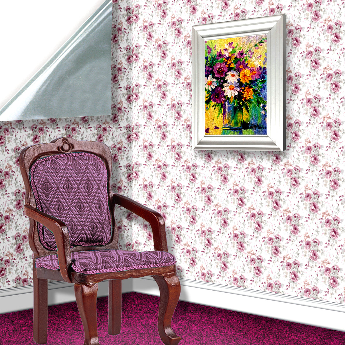 132. Edwardian Floral Dusky Pink Wallpaper
