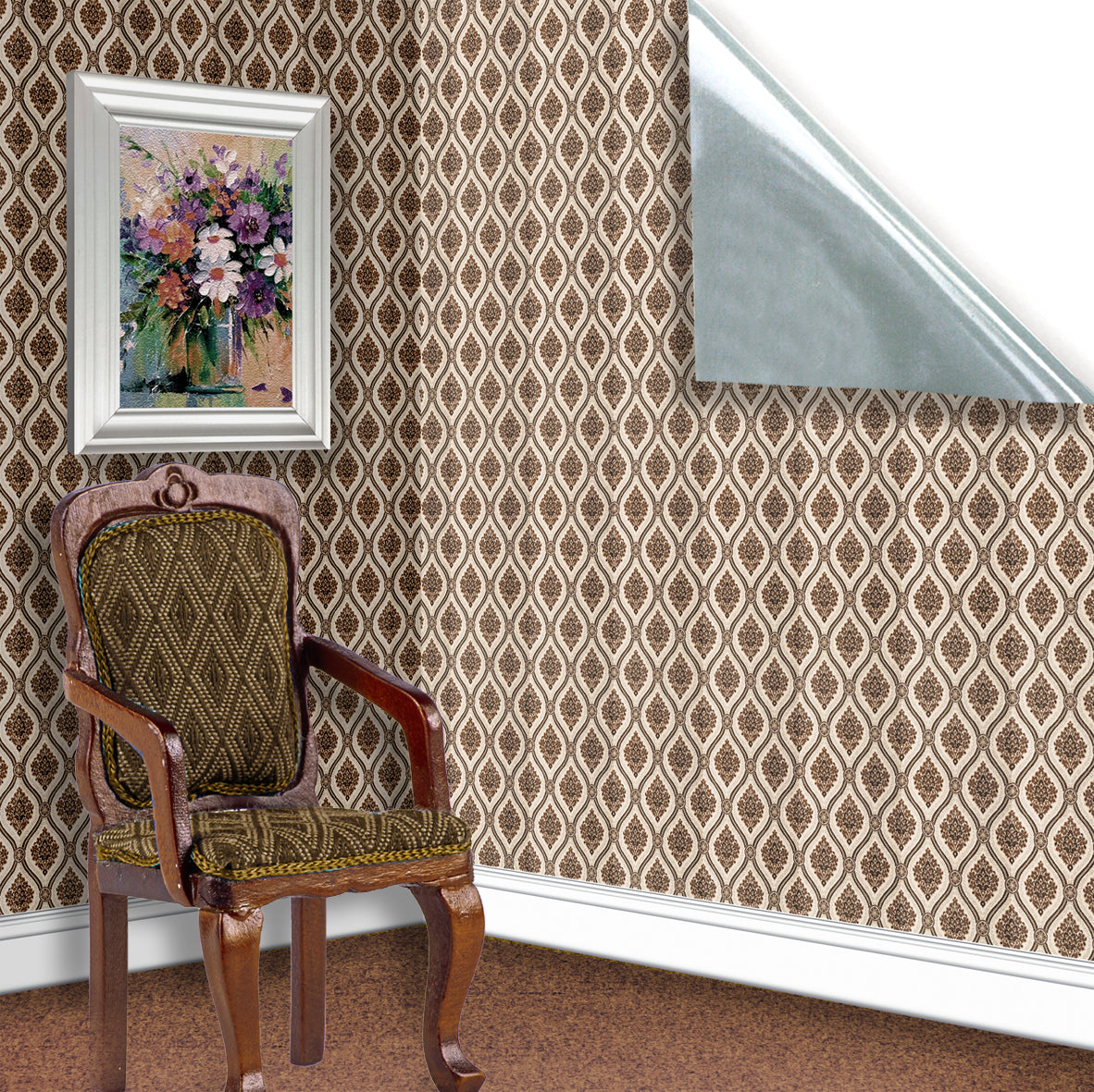 134. Vintage Floral Brown Wallpaper