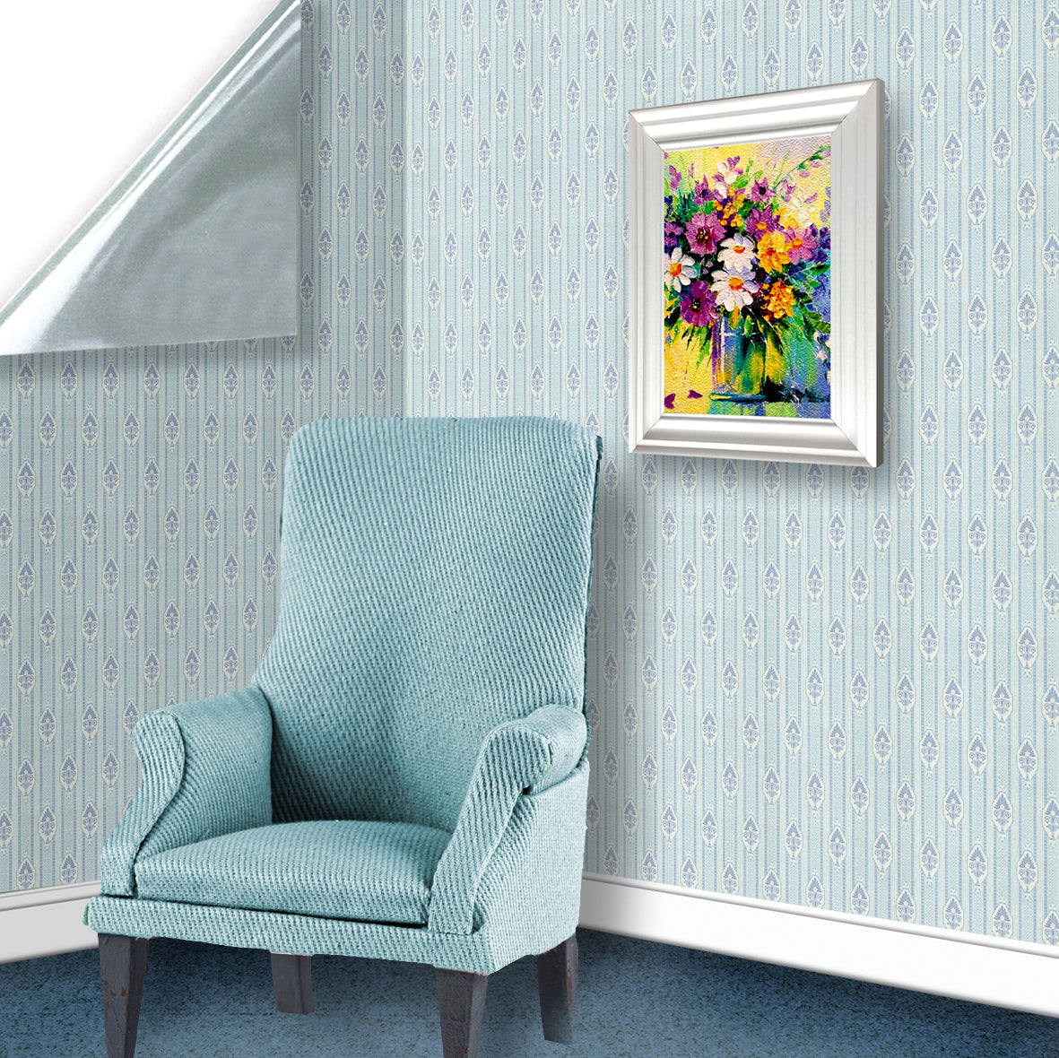 135. Vintage Dove Blue Wallpaper