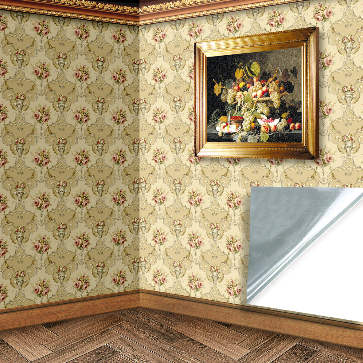 136. Vintage Floral And Border Wallpaper