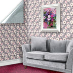 137. Vintage Pink Rose On Grey Wallpaper