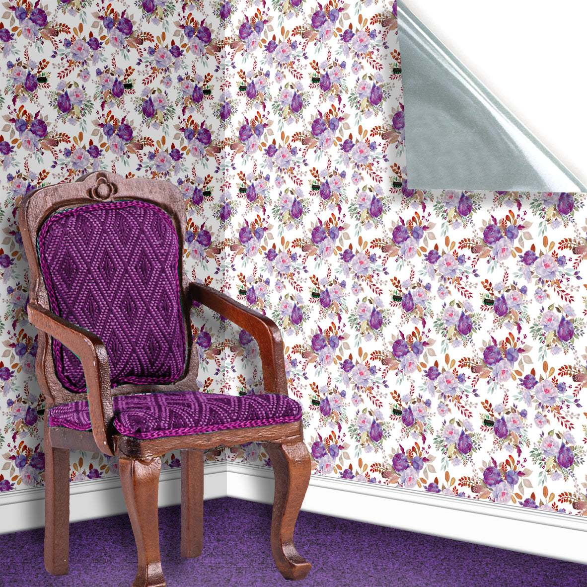 145. Vintage Floral Violet Wallpaper