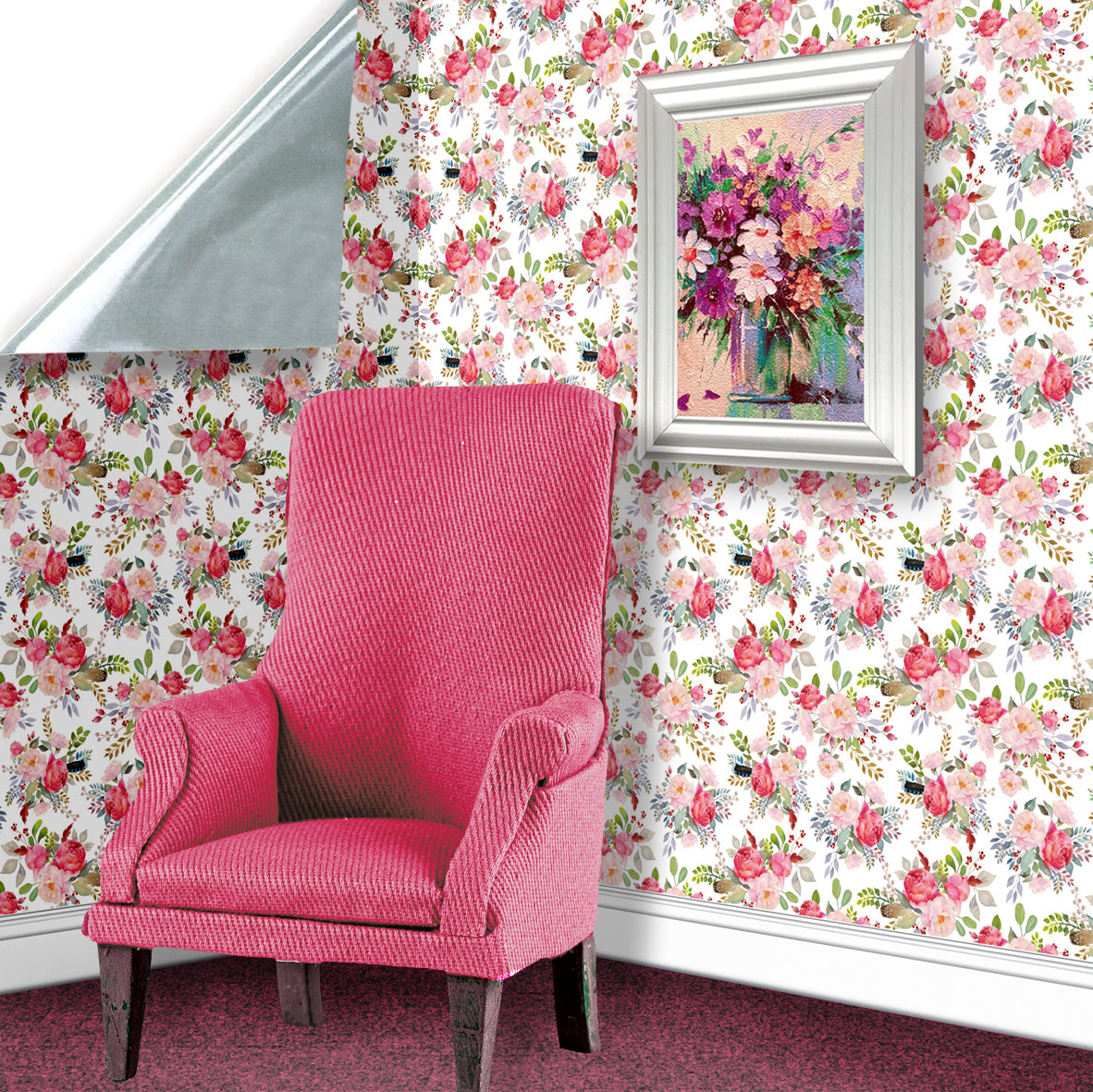146. Vintage Floral Pink Wallpaper