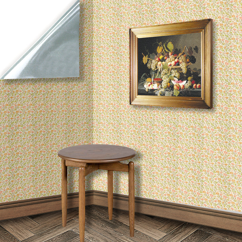 147. Vintage Floral Pink & Peach Wallpaper