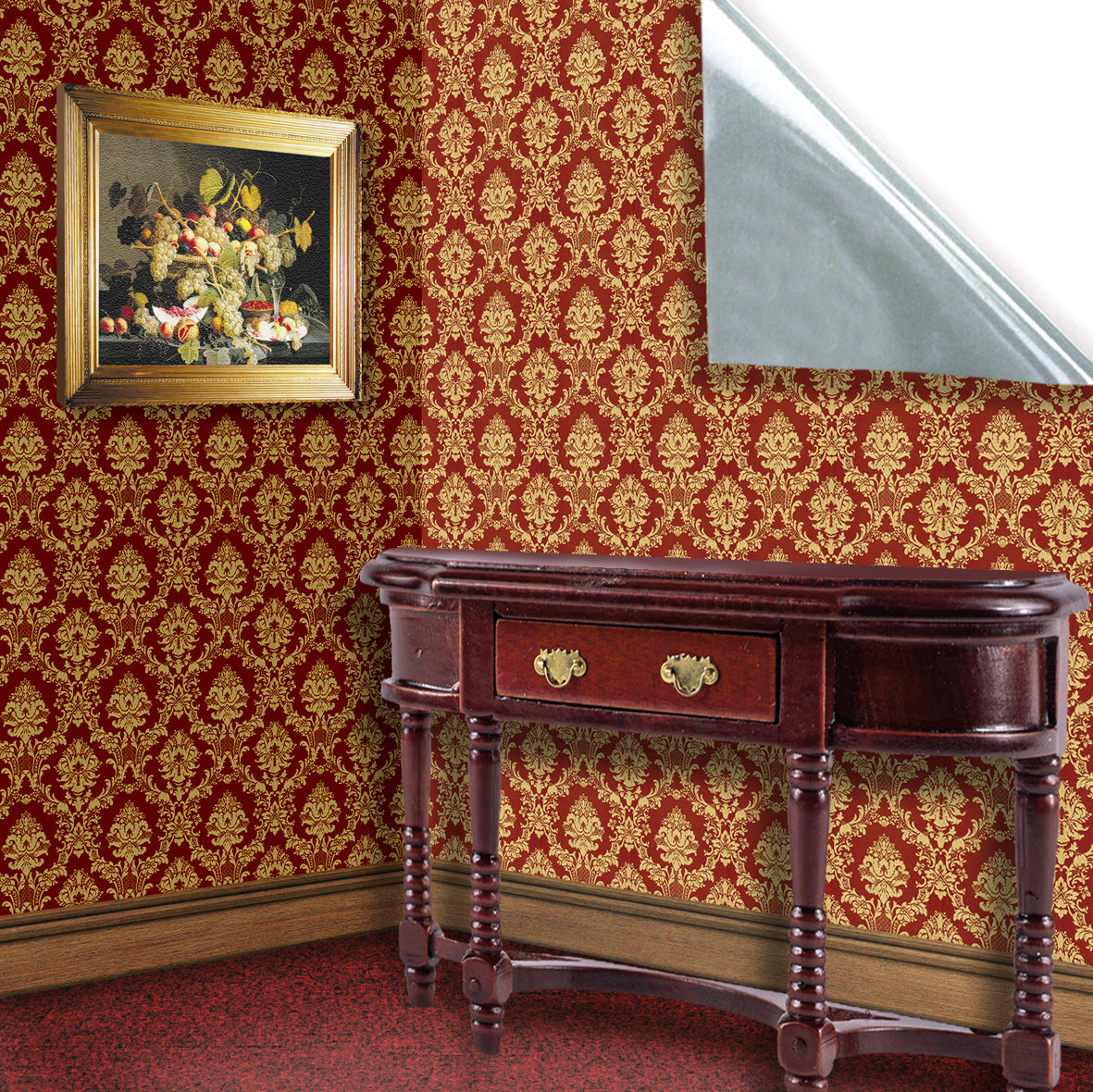 148. Damask Deep Red & Gold Wallpaper