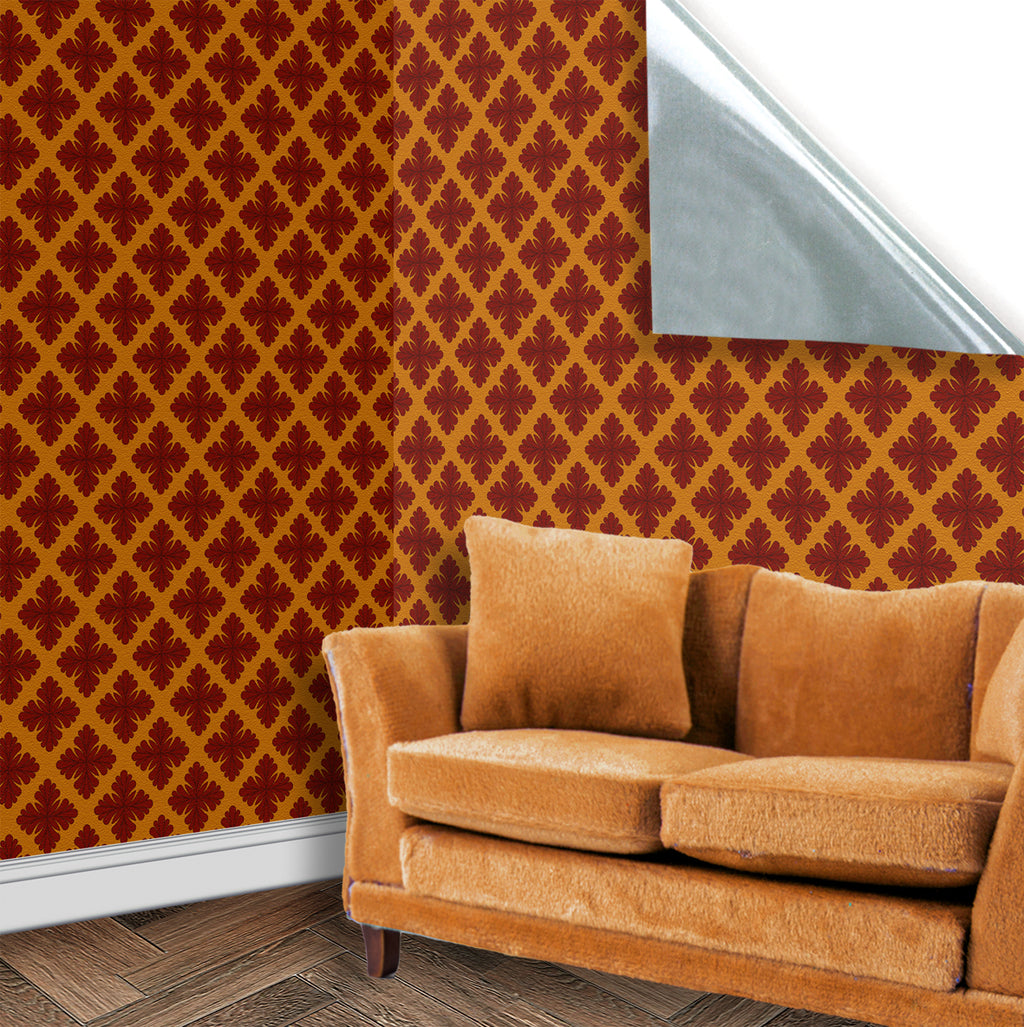 14. Red on Gold Lattice Wallpaper