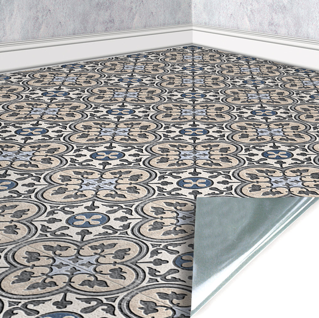 163. Vintage Floor Tiles Grey Blue