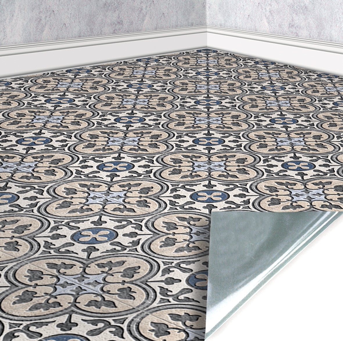 163. Vintage Floor Tiles Grey Blue