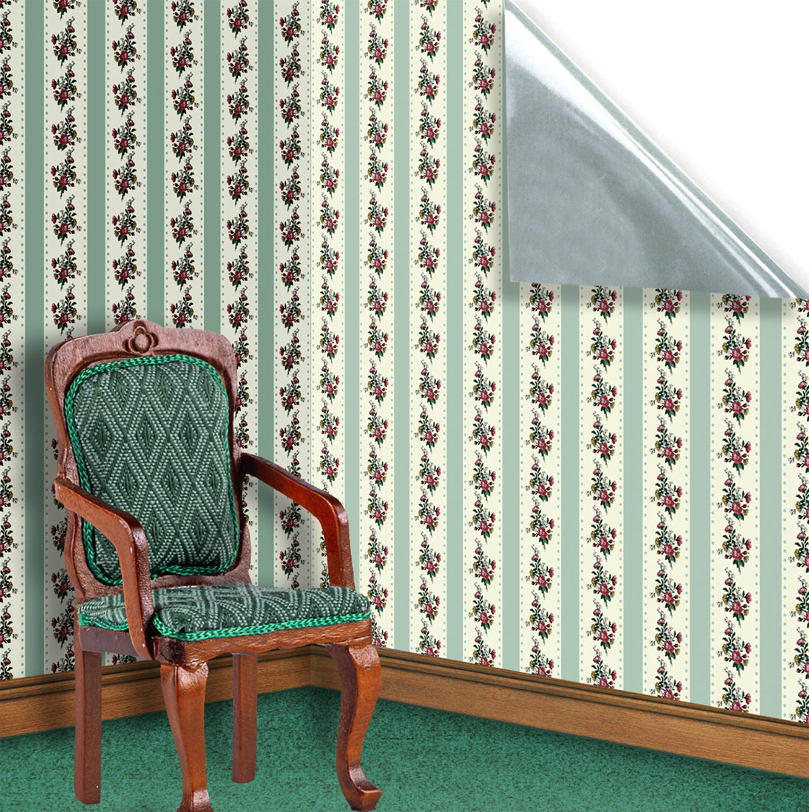 16. Regency Teal Floral Stripe Wallpaper