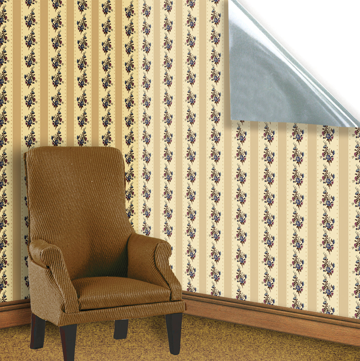 17. Regency Beige Floral Stripe Wallpaper
