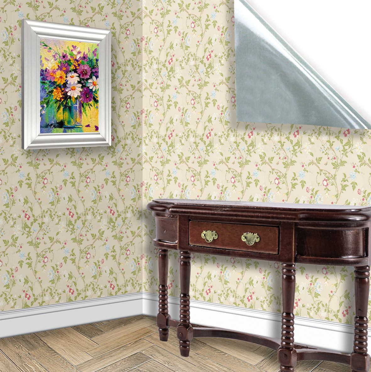 18. Floral on Cream Wallpaper