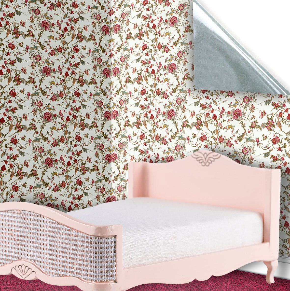 20. Red Floral on White Wallpaper
