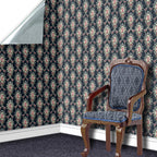 22. Regency Floral Pink & Dark Blue Wallpaper