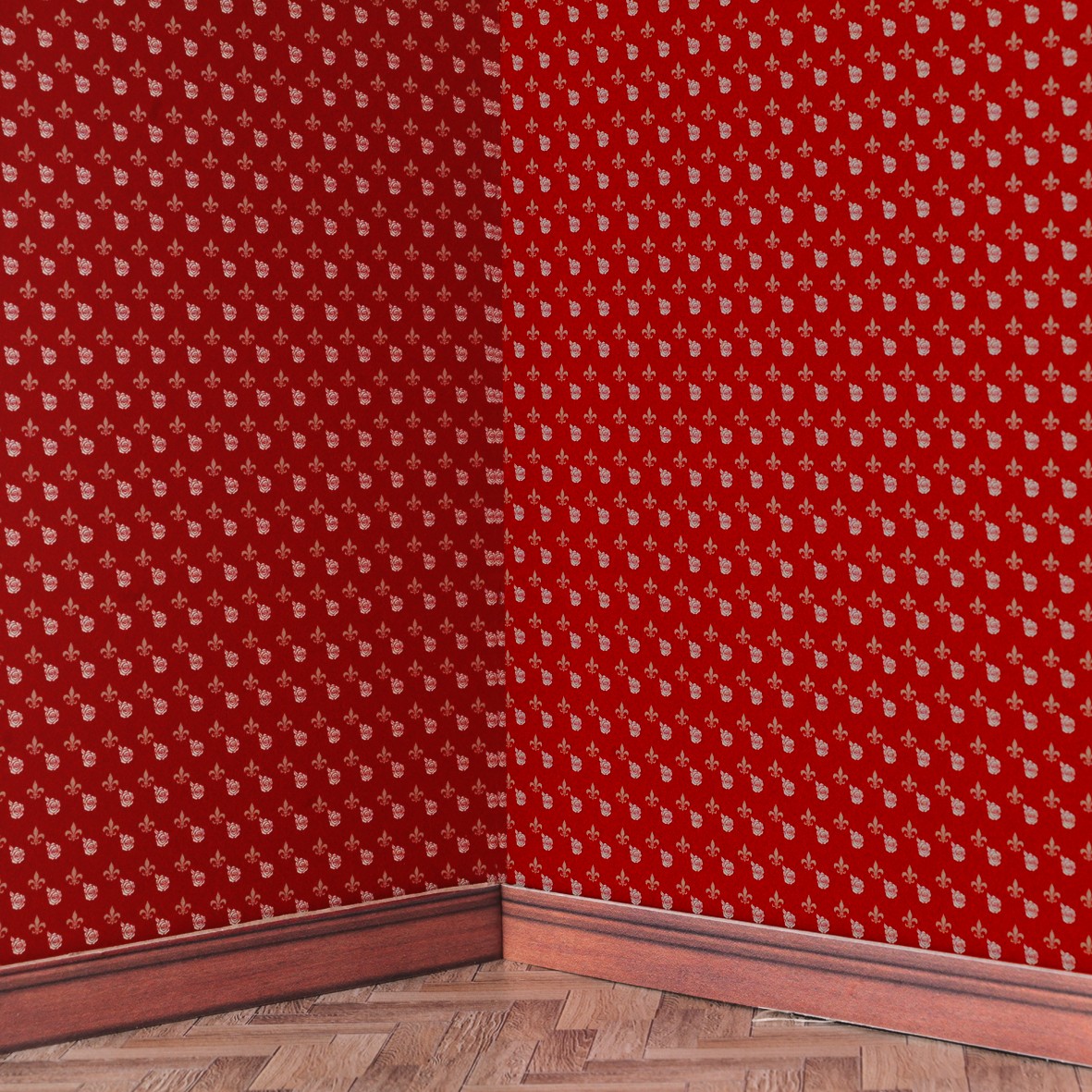 3. Fleur on Dark Red Wallpaper