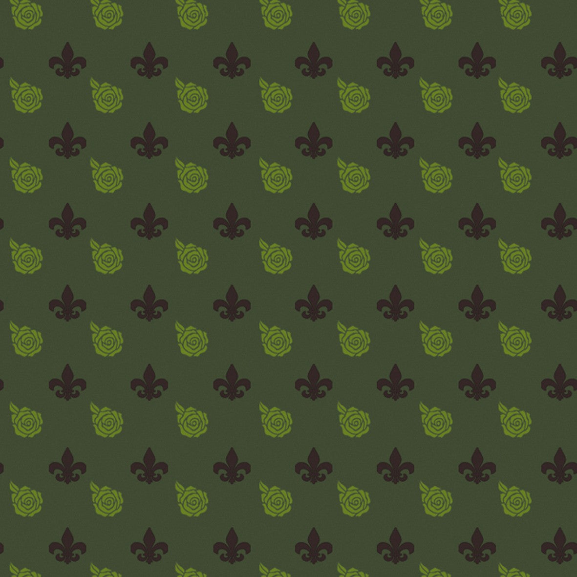 4. Fleur on Dark Green Wallpaper