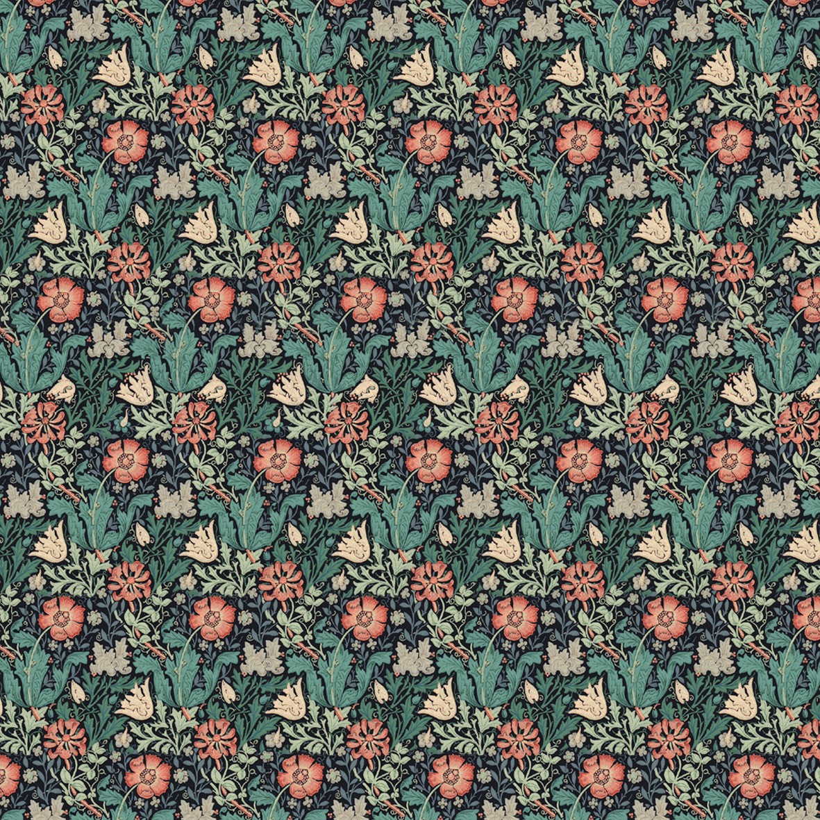 5. William Morris Floral Wallpaper