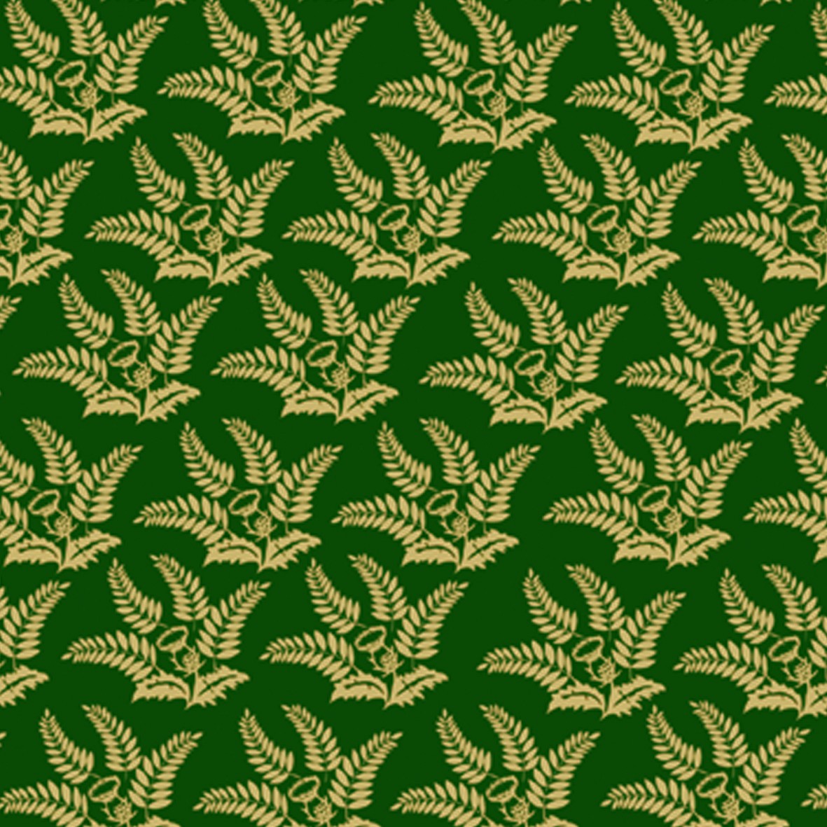 6. Gold Leaves on Dark Green Wallpaper
