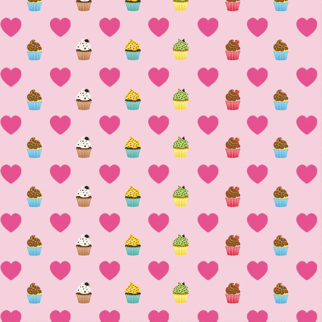 7. Cupcakes & Hearts on Pink Wallpaper