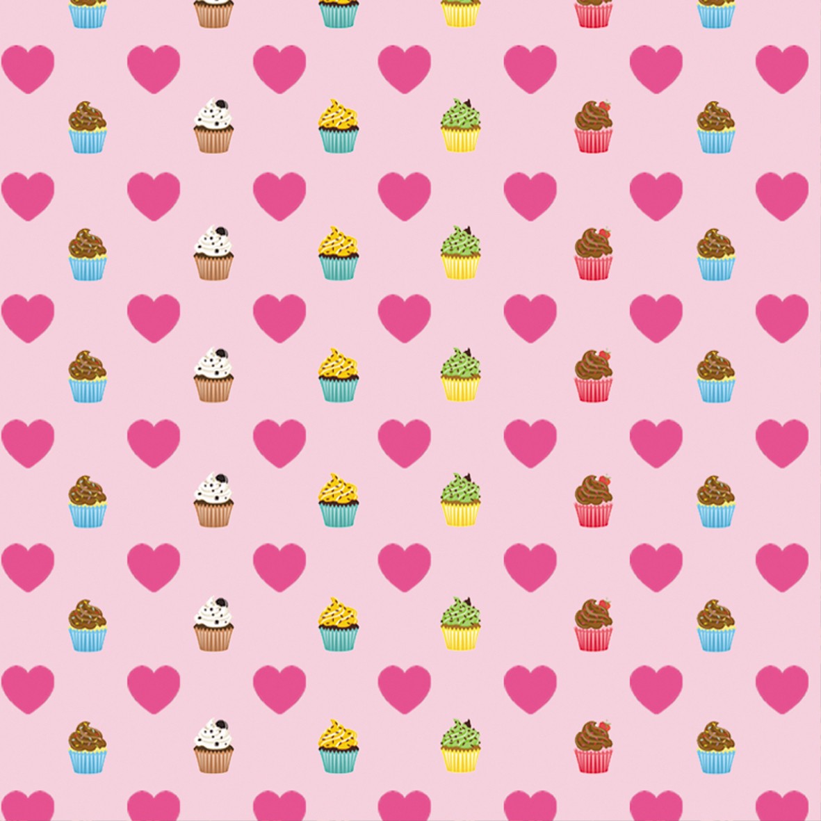 7. Cupcakes & Hearts on Pink Wallpaper
