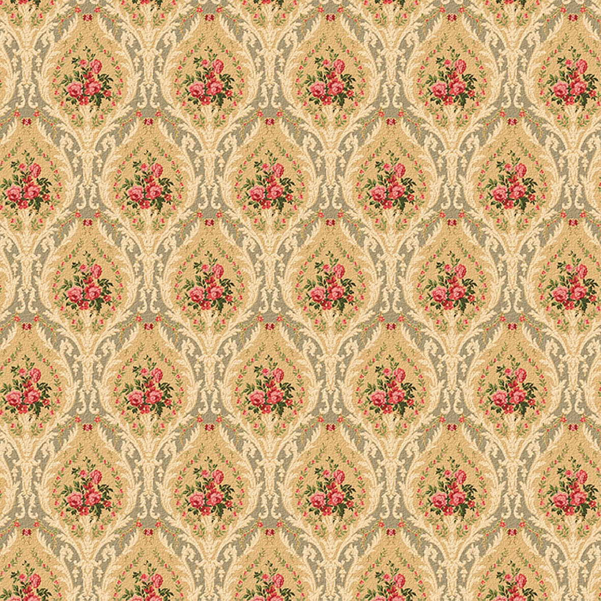 9. Victorian Floral on Beige Wallpaper