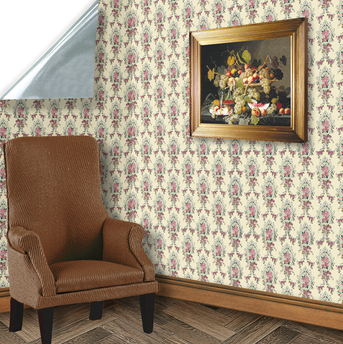 23. Regency Pink Floral on Cream Wallpaper