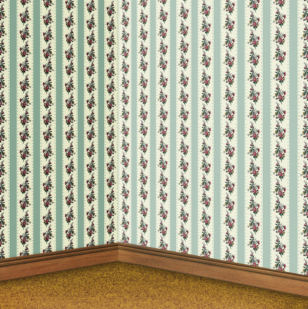 16. Regency Teal Floral Stripe Wallpaper