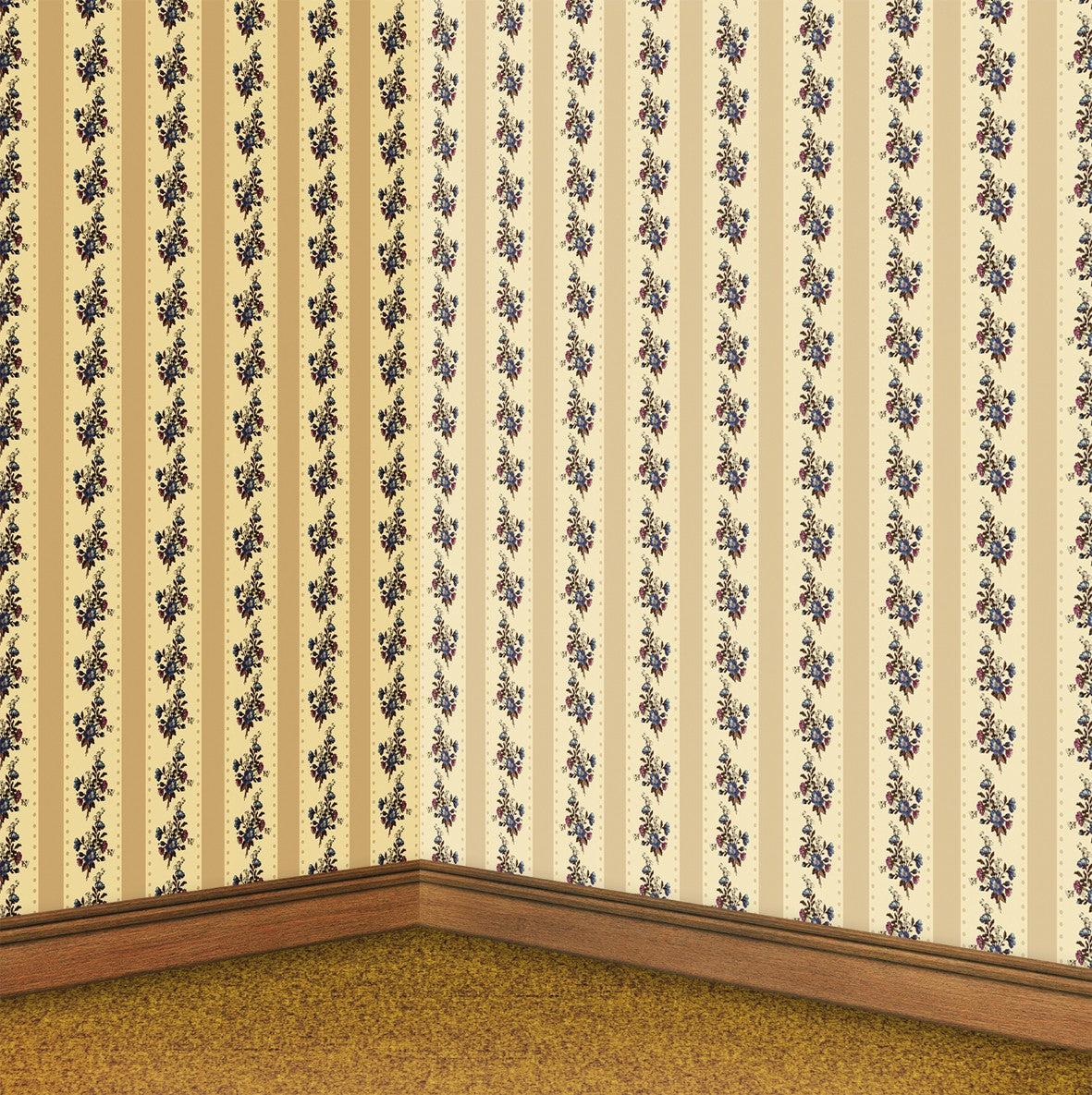 17. Regency Beige Floral Stripe Wallpaper