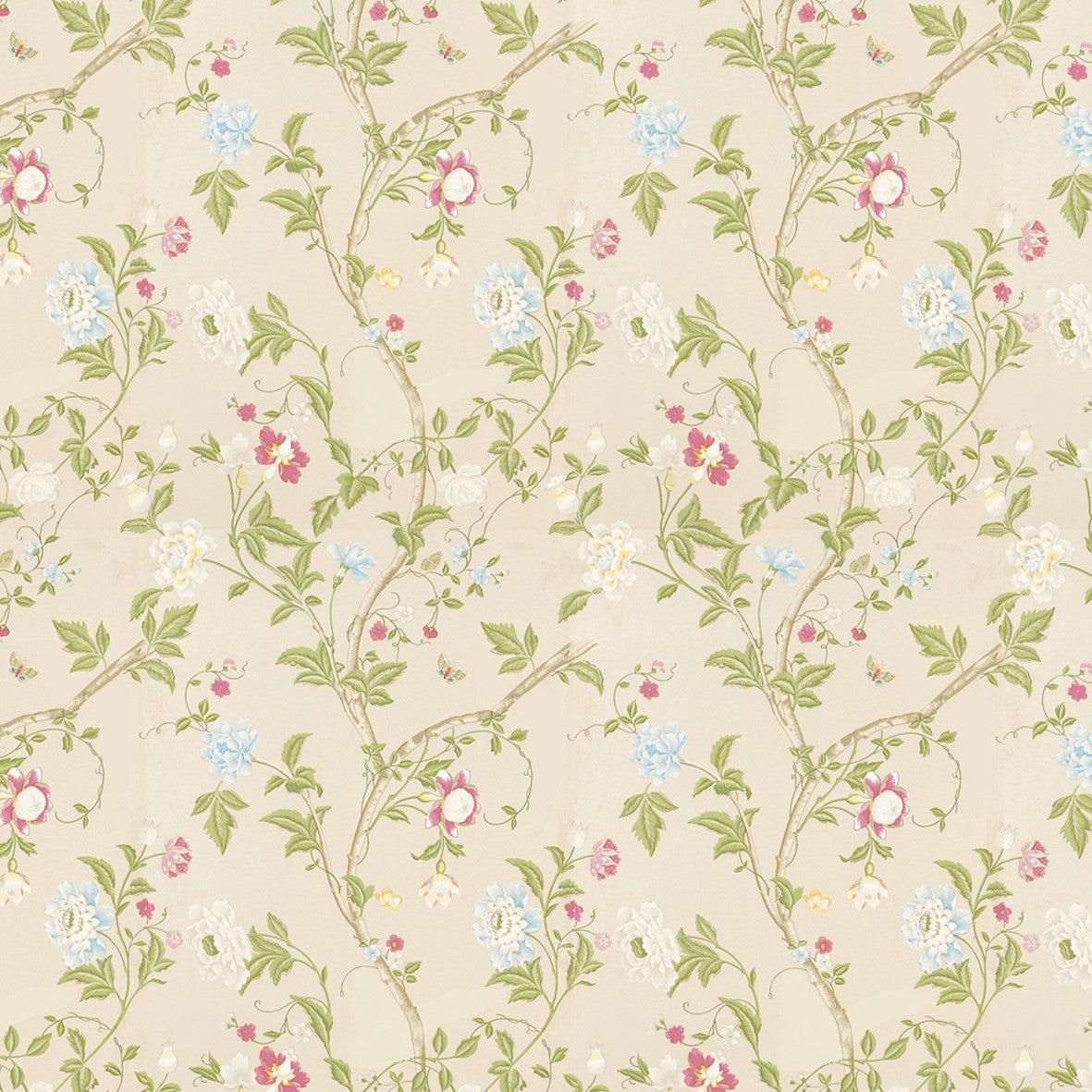 18. Floral on Cream Wallpaper