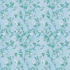 19. White Floral on Blue Wallpaper