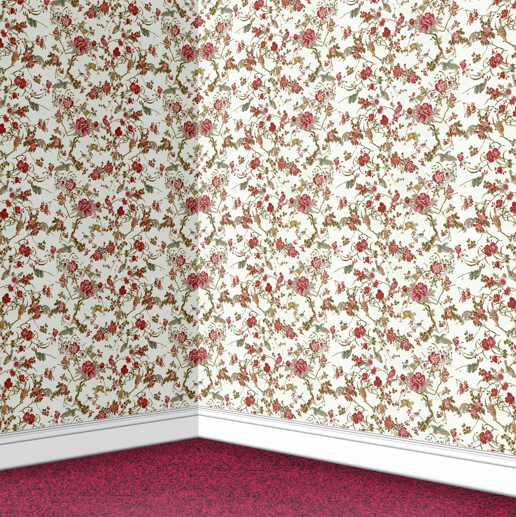 20. Red Floral on White Wallpaper