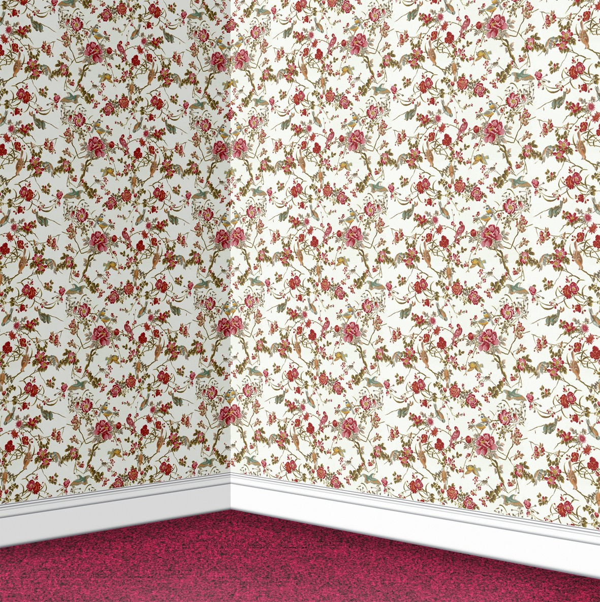 20. Red Floral on White Wallpaper
