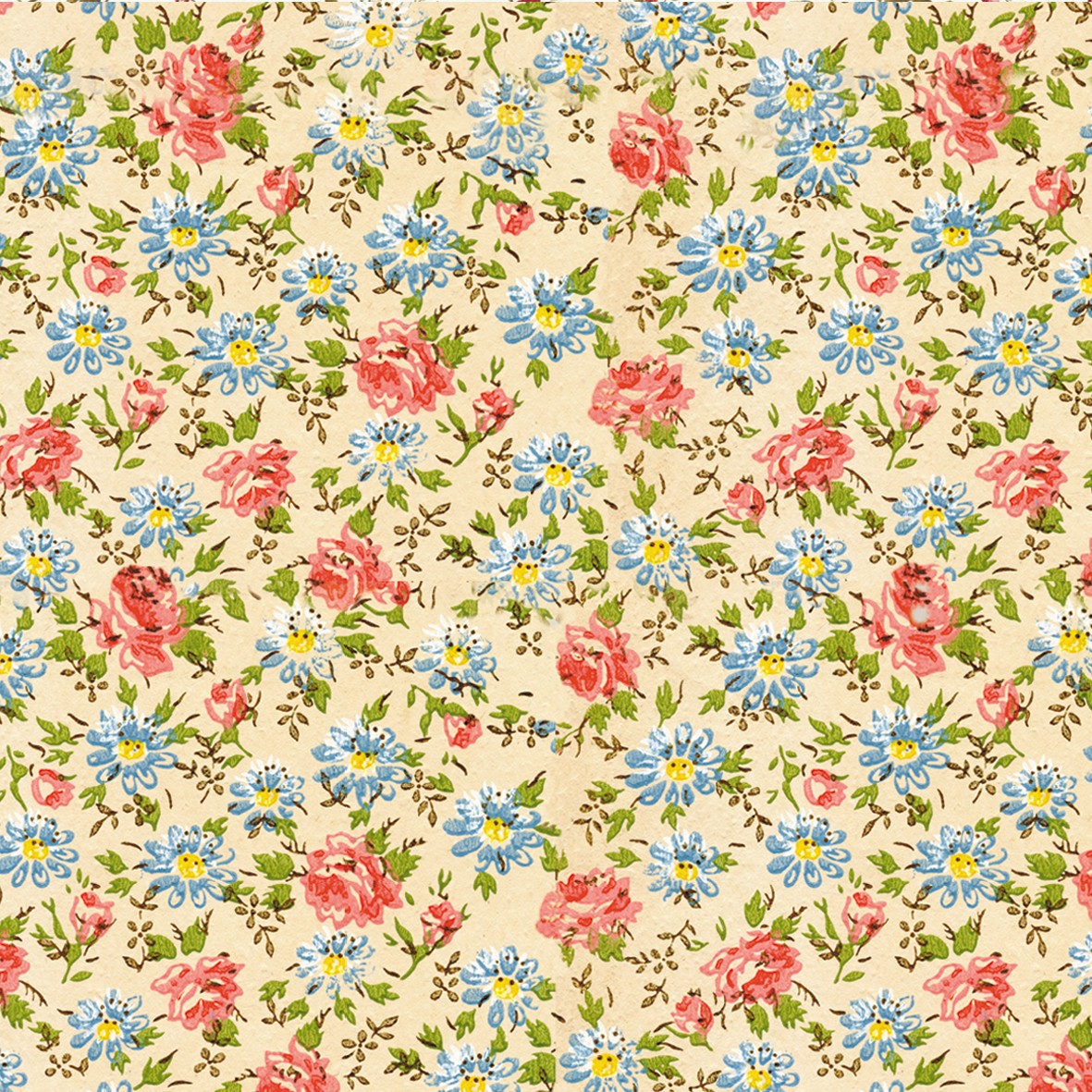 21. Floral on Cream Wallpaper
