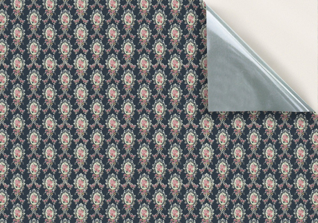 22. Regency Floral Pink & Dark Blue Wallpaper