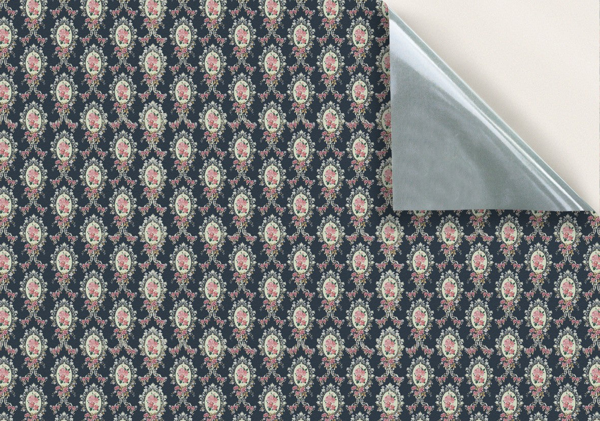 22. Regency Floral Pink & Dark Blue Wallpaper