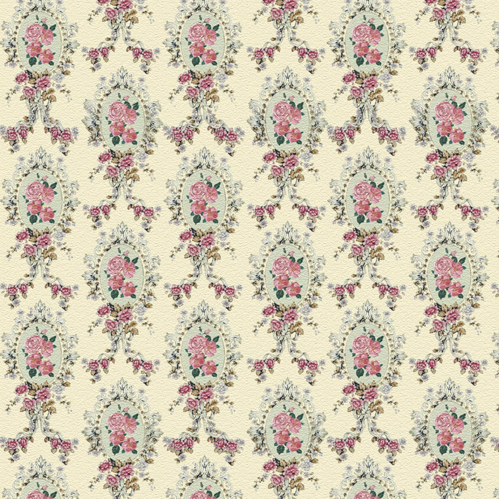 23. Regency Pink Floral on Cream Wallpaper